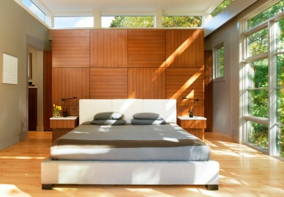 χαμηλό κρεβάτι Feng Shui κρεβατοκάμαρα ξύλινη ντουλάπα
