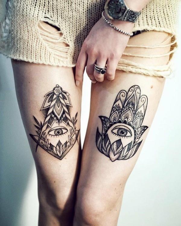 μπούτι hamsa τατουάζ διπλό