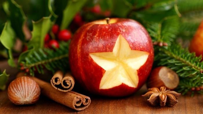 διακόσμηση φρούτων ιδέες διακόσμησης μήλου poinsettia Χριστούγεννα