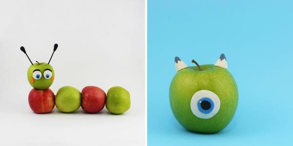 φρούτα ζώα κάμπια μήλα