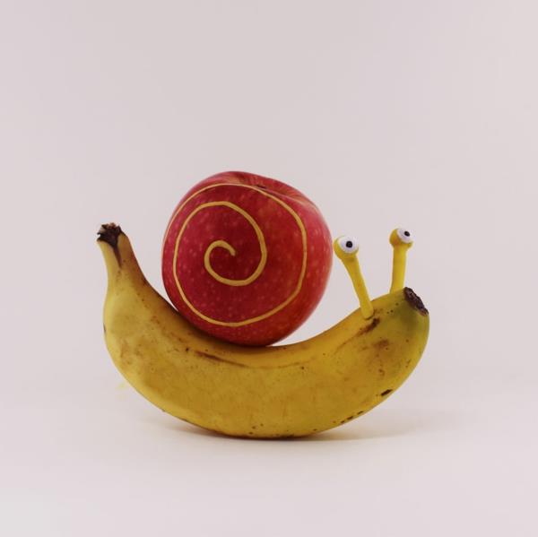 φρούτα ζώα σαλιγκάρι μπανάνα μήλο