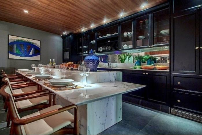 ιδέες ανοιχτής κουζίνας φωτογραφίες κουζίνας φωτισμός μπαρ ατμόσφαιρα