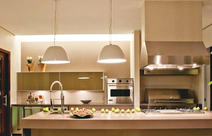 ανοιχτές κουζίνες ιδέες σχεδιασμού κουζίνας κρεμαστά φώτα νησιού κουζίνας