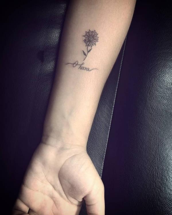ohana τατουάζ άνθος πήχεις λουλούδι