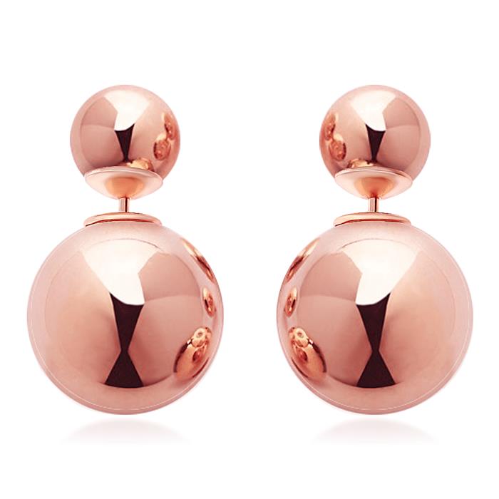 σκουλαρίκια ροζ χρυσή μπάλα σκουλαρίκια διπλής όψης με καρφιά