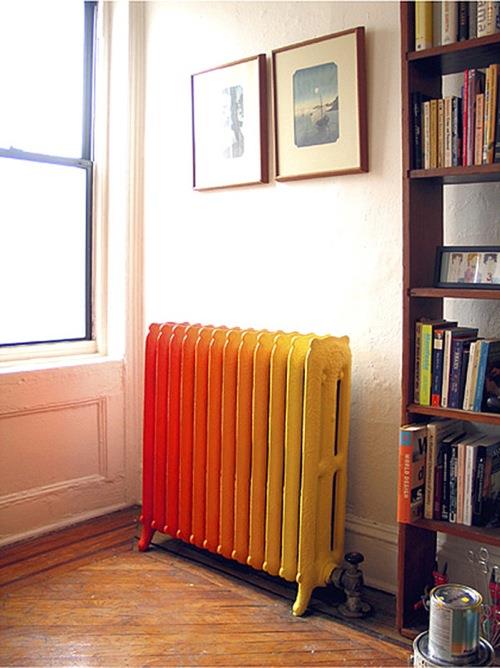 ιδέες επίπλων στυλ ombre θέρμανσης σε πορτοκαλί και κίτρινο χρώμα