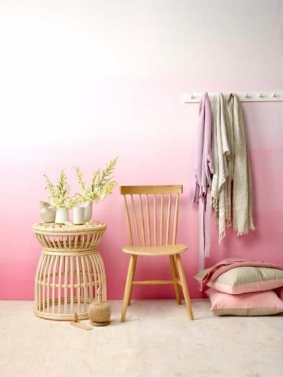 τεχνικές ζωγραφικής ombre βάφουν ροζ λευκό τοίχο