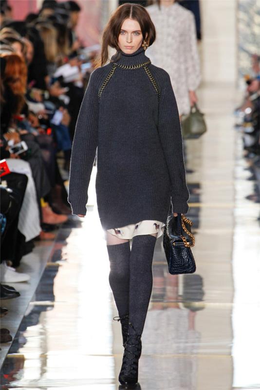 μακρύ πουλόβερ πλεκτό πλεκτό φόρεμα γκρι πλεκτό fw 2014 2015