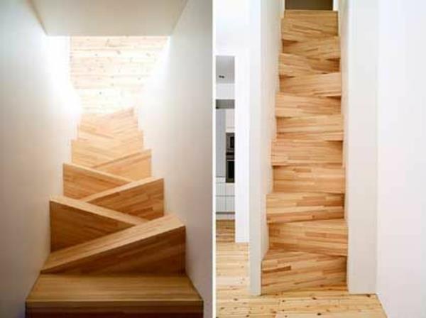 οπτική ψευδαίσθηση πάνω σκάλες ξύλο