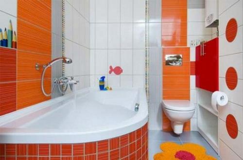 πορτοκαλί μπανιέρα ιδέα σχεδιασμός μπάνιου