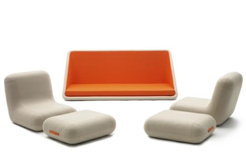 πορτοκαλί καναπές σχεδιαστών μαλακό αφαιρούμενο πάτωμα μαξιλαριού καθίσματος