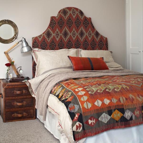 πορτοκαλί μοτίβο ikat μαροκινό υπνοδωμάτιο