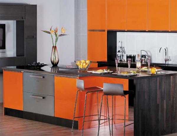 πορτοκαλί ιδέες εσωτερικού σχεδιασμού ντουλάπι κουζίνας νησί