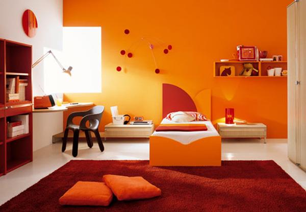 πορτοκαλί ιδέες εσωτερικού σχεδιασμού επίπλωση παιδικού δωματίου