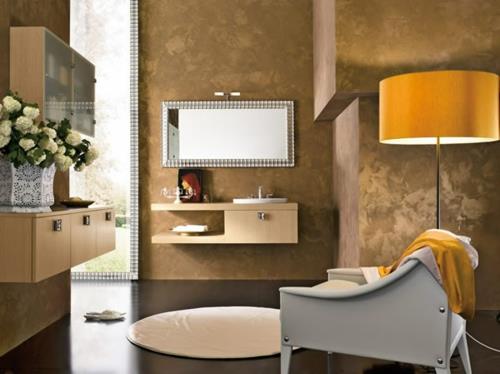 πορτοκαλί αμπαζούρ desgin μπάνιο στρογγυλό χαλί τοίχου καθρέφτη
