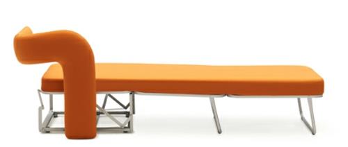 πορτοκαλί πολυθρόνα που μετατράπηκε σε μονό κρεβάτι με σχέδιο πτυσσόμενου κρεβατιού