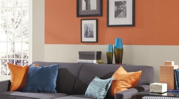 πορτοκαλί τοίχοι χρώματα ιδέες σαλόνι