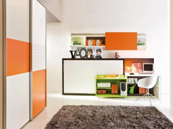 πορτοκαλί λευκά χρώματα ενσωματωμένο παιδικό δωμάτιο χαλί ντουλάπας