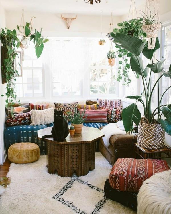 ανατολίτικη επίπλωση boho chic σαλόνι