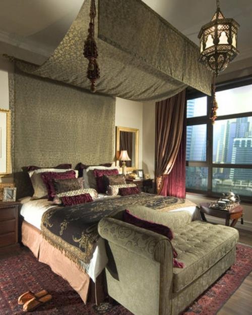 ανατολίτικες λάμπες διαμέρισμα μαροκινό υπνοδωμάτιο βελούδο
