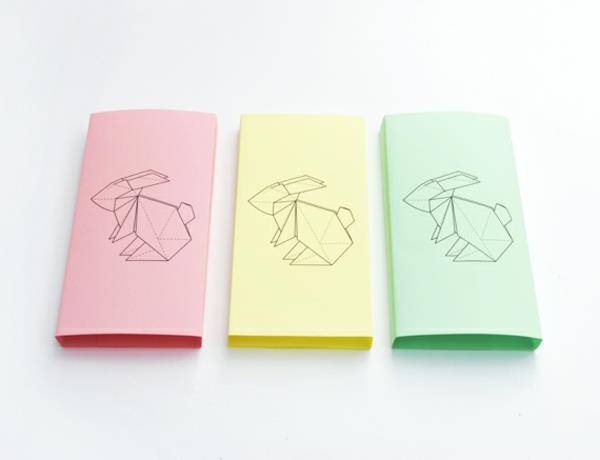 origami κουνέλι πασχαλινές ιδέες διακόσμησης μπερδεμένες με χρωματιστό χαρτί
