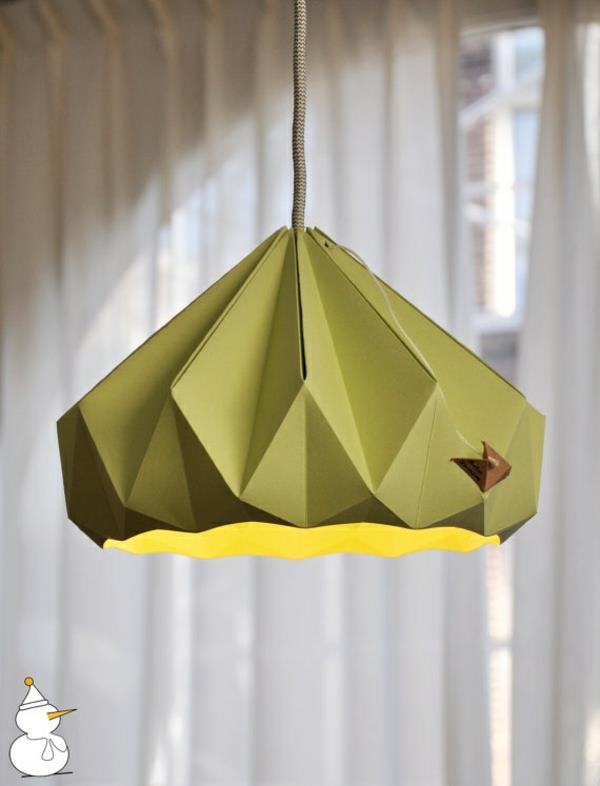 ιδέες για αμπαζούρες origami DIY πράσινες