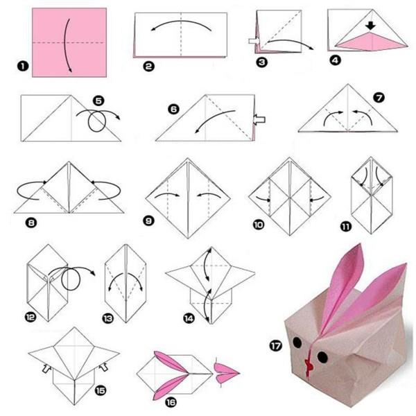 origami πασχαλινό λαγουδάκι πασχαλινές χειροτεχνίες με ιδέες από χαρτί