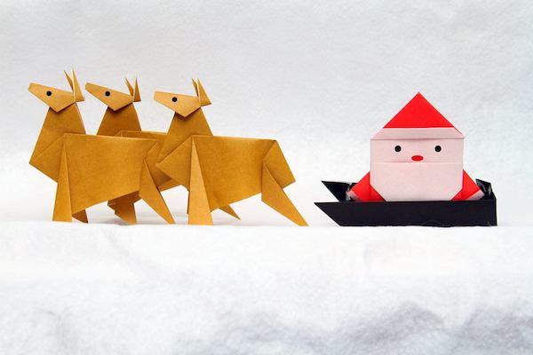 origami για τα χριστουγεννιάτικα πτυσσόμενα ταράνδους Άγιος Βασίλης
