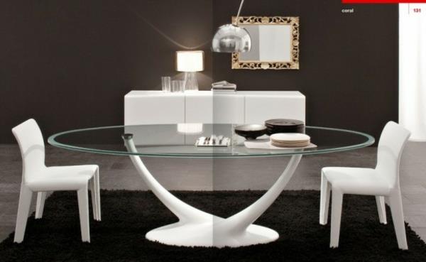 πρωτότυπο τραπεζαρία γυάλινο τραπέζι ασπρόμαυρο