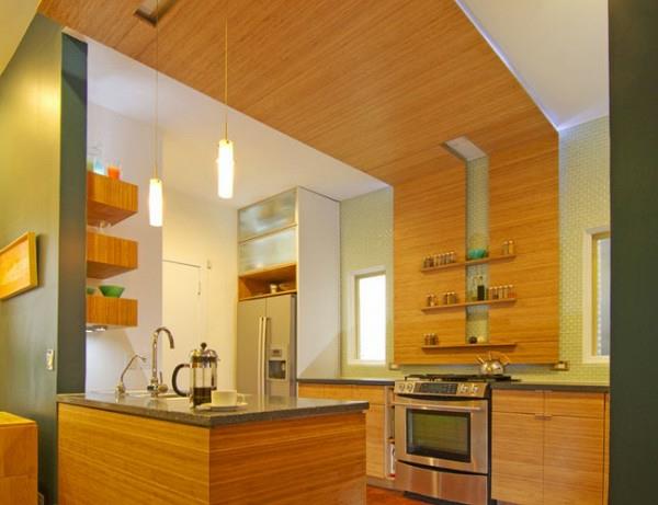 ράφια οροφής αυθεντική ξύλινη επέκταση τοίχου κουζίνα νησί