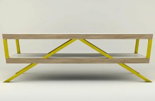 πρωτότυπες ιδέες επίπλωσης σχεδιασμός τραπεζιού σαλονιού μεταλλικό ξύλο