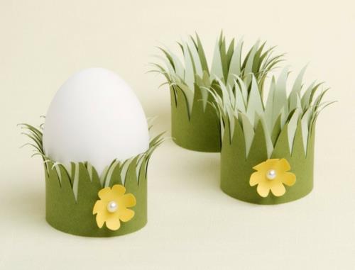 πρωτότυπη διακόσμηση Πασχαλινά αυγά φλιτζάνια γρασίδι από χαρτόνι
