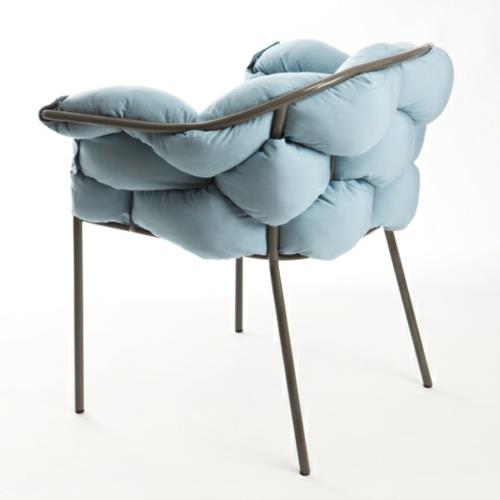 αυθεντική εξωτερική καρέκλα μεταλλικό πλαίσιο μαξιλαριού μπλε