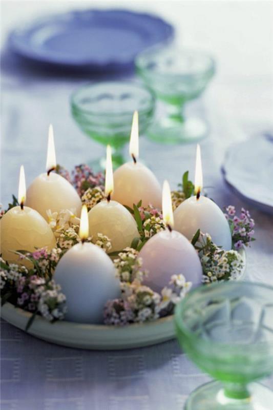 πασχαλινή διακόσμηση tinker ιδέες αυγό stand διακόσμηση ιδέα κεριά πασχαλινά αυγά Gensebluemchen θυμάρι