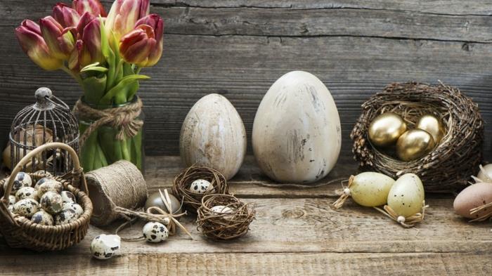 Πασχαλινές διακοσμήσεις ιδέες για πασχαλινά αυγά Πασχαλινά αυγά κάνουν τον εαυτό σας ορτύκια αυγά τουλίπες κλουβί πουλιών