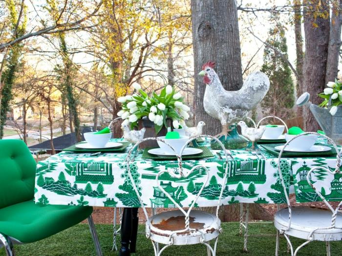 Πασχαλινή διακόσμηση έξω από ιδέες διακόσμησης τραπέζι κήπου Πάσχα πάρτι