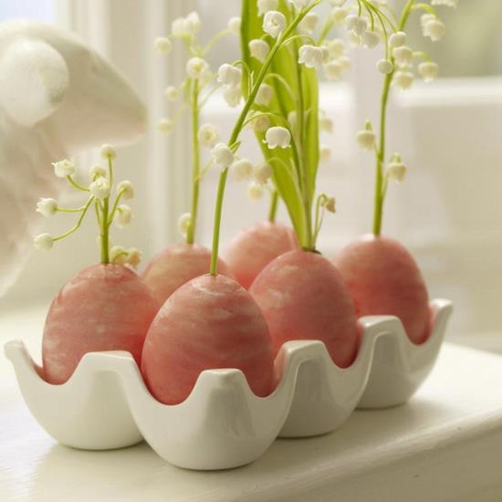 πασχαλινές ιδέες διακόσμησης πασχαλινά αυγά που ανατίναξαν κρίνο της κοιλάδας