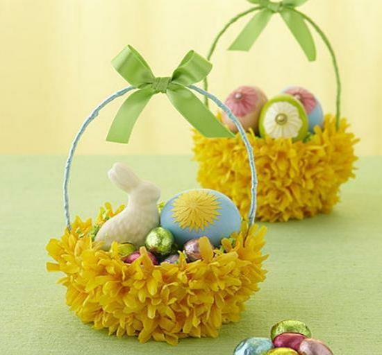 πασχαλινές ιδέες διακόσμησης πασχαλινά αυγά λουλούδια χαριτωμένα καλάθια
