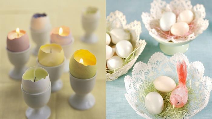Πασχαλινή διακόσμηση Πασχαλινά διακοσμητικά κεριά κεριά ρίξτε τα δικά σας αυγά φλυτζάνια πασχαλινά αυγά άκρη