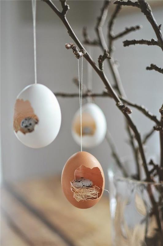 πασχαλινή διακόσμηση φουσκωμένα πασχαλινά αυγά ρουστίκ πασχαλινές ιδέες διακόσμησης