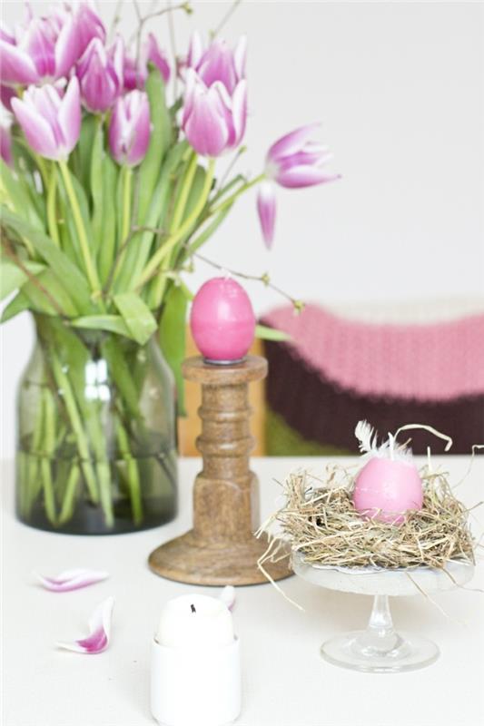 Πασχαλινές διακοσμήσεις πασχαλινά αυγά τουλίπες αποχρώσεις του ροζ