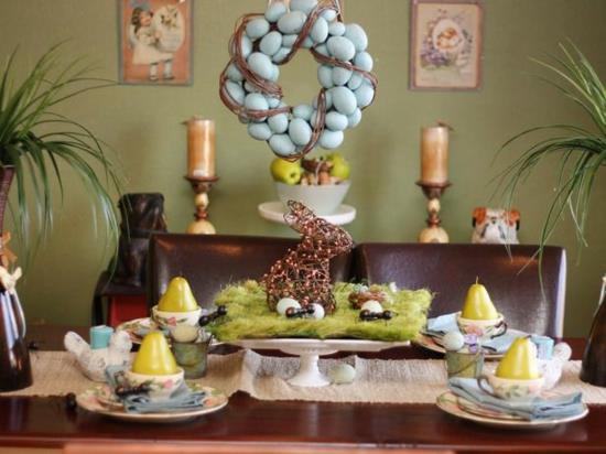 Πασχαλινή διακόσμηση τραπέζι διακόσμηση Πάσχα λαγουδάκι Πασχαλινή διακόσμηση διακοσμητική ιδέες στεφάνι πασχαλινά αυγά