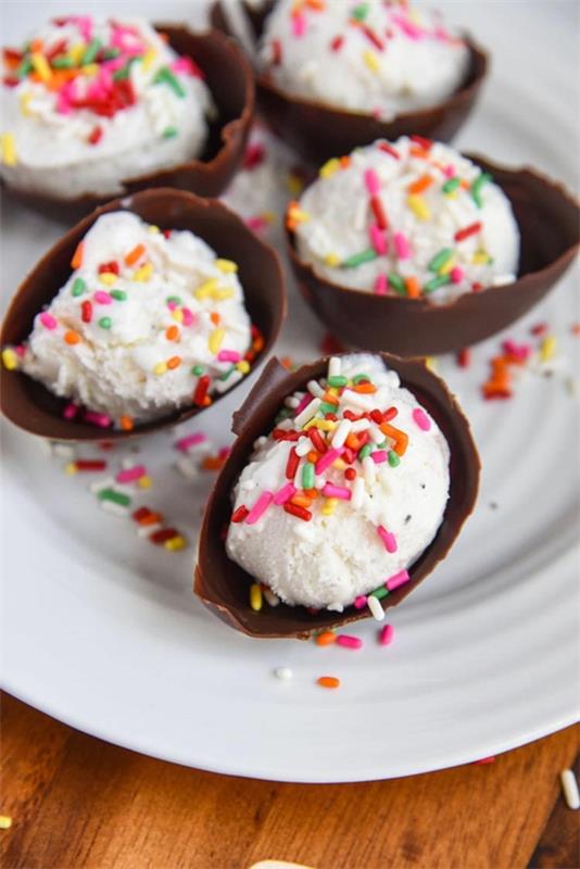πασχαλινές ιδέες επιδόρπιο πασχαλινά αυγά σοκολάτα με παγωτό