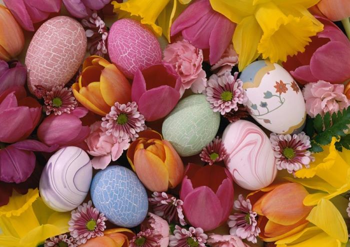 ζωγραφική Πασχαλινά αυγά διακόσμηση αυγών παστέλ χρώματα ανοιξιάτικα λουλούδια