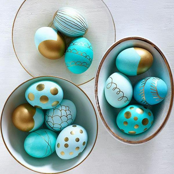Πασχαλινά αυγά εικόνες μπλε χρυσό μοτίβο βαφή Πασχαλινά αυγά