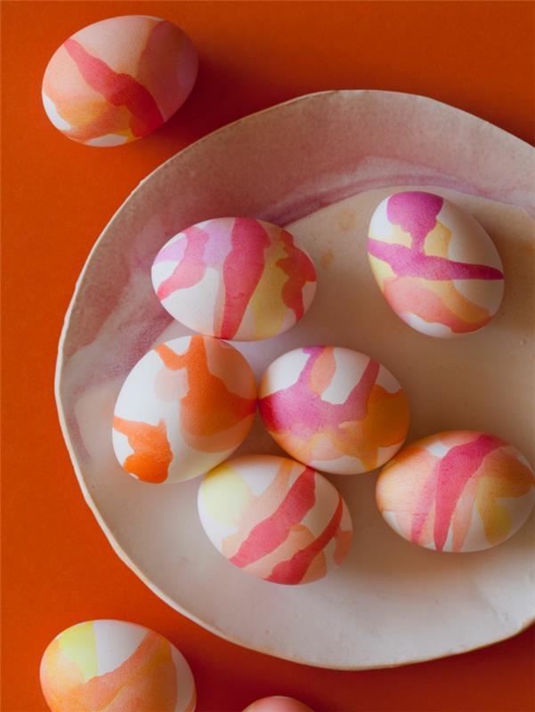ζωγραφική πασχαλινά αυγά διακοσμητικές ιδέες ακρυλικά χρώματα ακουαρέλες αφηρημένη διακόσμηση Πάσχα ντεκό