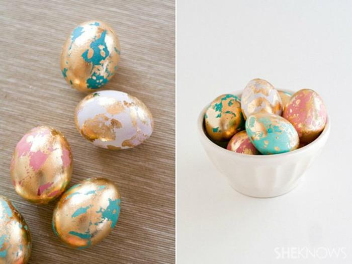 χρωματισμός πασχαλινά αυγά διακόσμηση ιδεών ζωγραφική χρυσές πινελιές