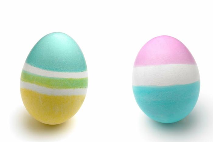 ζωγραφική ιδέες διακόσμησης πασχαλινών αυγών ζωγραφική αυγών παστέλ λωρίδες χρώματος