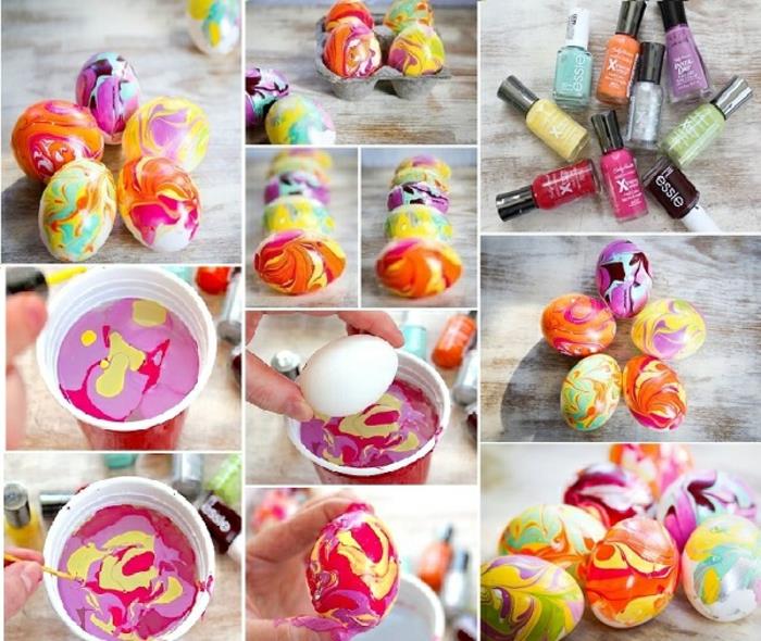 χρωματισμός πασχαλινών αυγών διακόσμησης ιδεών βερνίκι νυχιών διακόσμηση αυγών Πασχαλινή διακόσμηση