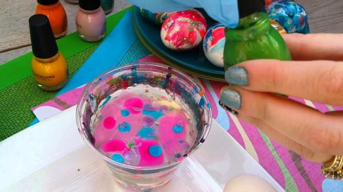 χρωματισμός πασχαλινά αυγά diy ιδέες ζωγραφικής αυγών βερνίκι νυχιών φτιάξτε μόνοι σας πασχαλινές διακοσμήσεις